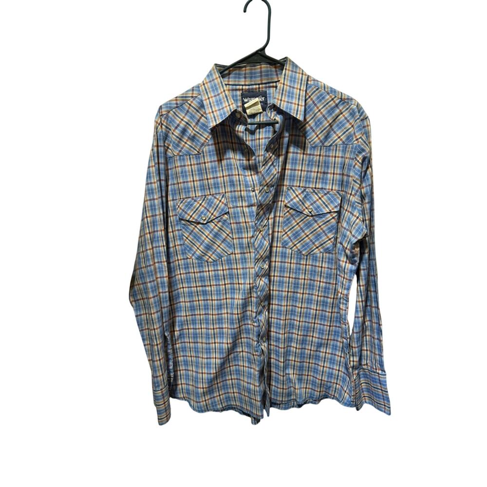 Wrangler Men’s Wester Pearl Snap Long Sleeve Shirt Size L